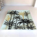 Coppia di Vassoi Quadrati Palme Cristallo Bianco, Oro e Nero