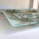 Coppia di Vassoi Quadrati Palme Cristallo Bianco, Oro e Nero