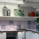 Coppia di Vassoi Quadrati Palme Cristallo Bianco, Oro e Nero