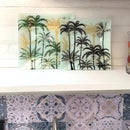 Coppia di Vassoi Quadrati Palme Cristallo Bianco, Oro e Nero