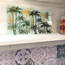 Coppia di Vassoi Quadrati Palme Cristallo Bianco, Oro e Nero