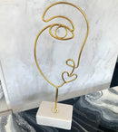 Faccia PICASSO Oro su Base in Ceramica Bianca [L]