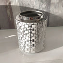 Vaso Atene Porcellana Bianco e Argento Specchiato