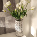 Vaso Atene Porcellana Bianco e Argento Specchiato