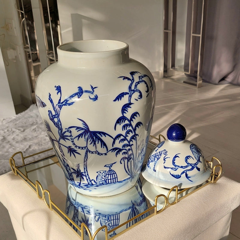 Giara Elizabeth Porcellana Bianca e Blu