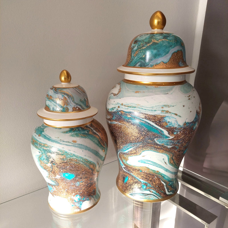 Giara Marmorizzato Oro, Bianco e Tiffany