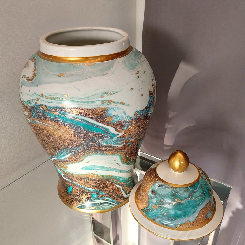 Giara Marmorizzato Oro, Bianco e Tiffany