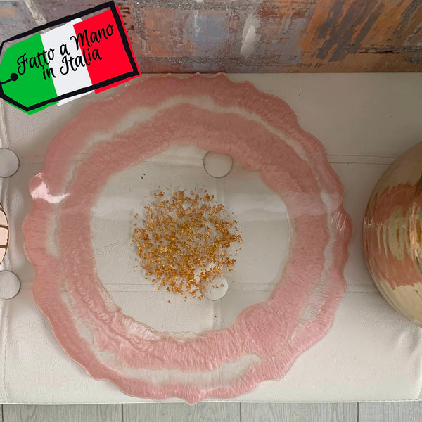 Vassoio Principessa, Rosa e Foglia Oro  (Made in Italy)