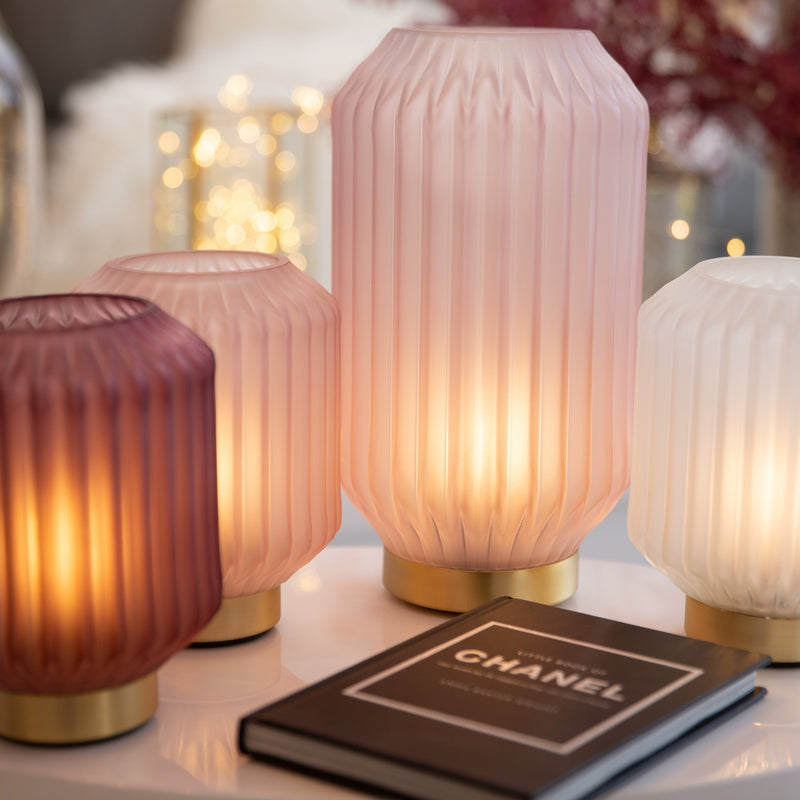 Lampada a Batterie in Vetro SOFFIATO Satinato Bianco [M]