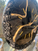 Orologio 60cm Nero e Oro con Corona di Cristalli (Made in Italy)