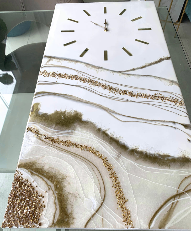 Orologio di Lusso Bianco, PERLA e ORO - 90cm  (Made in Italy)