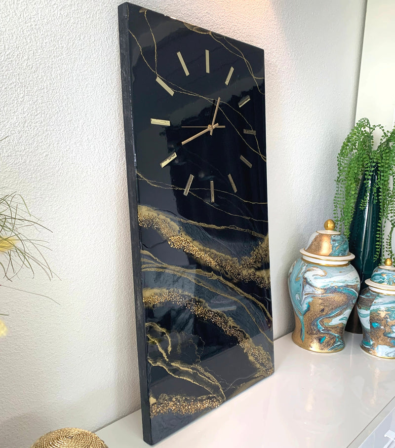 Orologio di Lusso Nero, Oro e Ardesia - 90cm  (Made in Italy)