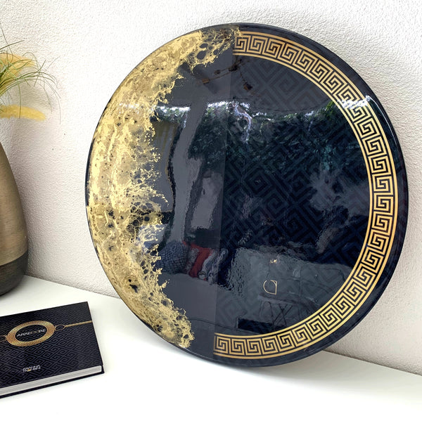 Quadro di Lusso 60cm Greca Nero e Oro Lunare (Made in Italy)