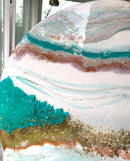 Quadro di Lusso 60cm con Marmorizzazione lucida Rame, Oro e Pietre Tiffany (Made in Italy)