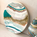 Quadro di Lusso 60cm con Marmorizzazione lucida Rame, Oro e Pietre Tiffany (Made in Italy)