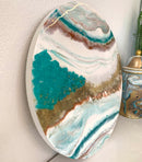 Quadro di Lusso 60cm con Marmorizzazione lucida Rame, Oro e Pietre Tiffany (Made in Italy)