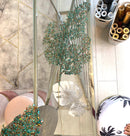 Ramo Felce Platino Turchese Glitter 90 cm