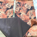 Coppia di Runner Foglie nero, Amaranto Lucido e Ambra - 180 cm