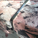 Coppia di Runner Foglie nero, Rosa Lucido e Grigio Perla - 180 cm