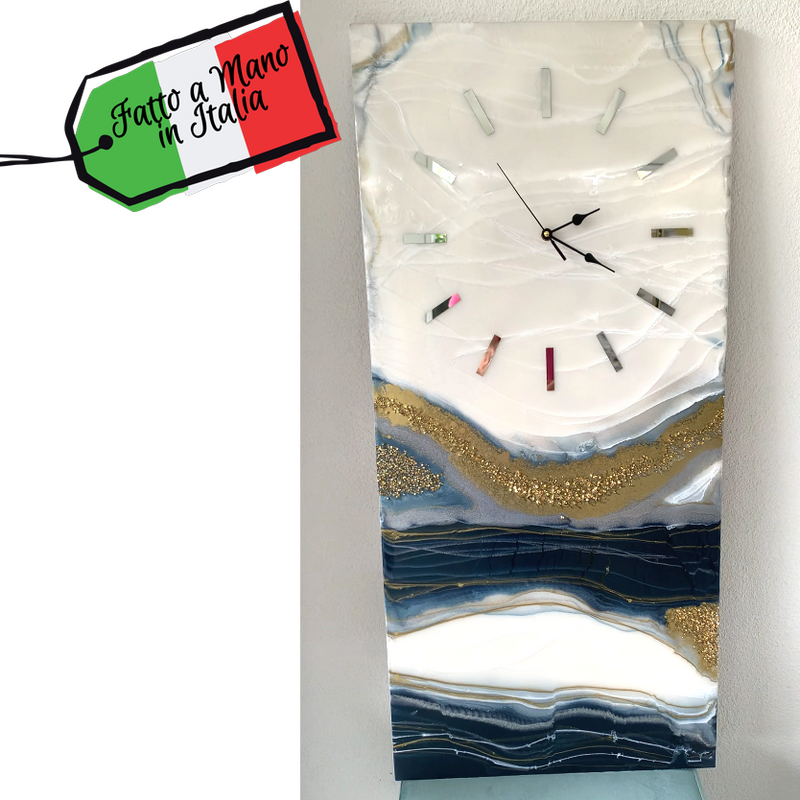 Orologio di Lusso INFINITO - 90cm  Blu Ottanio, Avio, Bianco, Oro e Argento (Made in Italy)