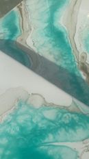 Set 2 Tavolini  Oro, Tiffany e Bianco Lucido (Made in Italy)