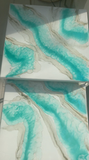 Set 2 Tavolini  Oro, Tiffany e Bianco Lucido (Made in Italy)