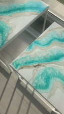 Set 2 Tavolini  Oro, Tiffany e Bianco Lucido (Made in Italy)