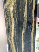 Specchio di Lusso 160x70 con marmorizzazione lucida Nero, Oro e Brillanti Oro (Made in Italy)