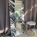 Specchio di Lusso 160x70 con marmorizzazione lucida bianco, nero, argento e oro (Made in Italy)