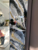 Specchio di Lusso 160x70 con marmorizzazione lucida bianco, nero, argento e oro (Made in Italy)