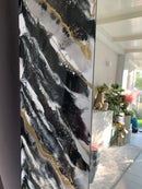 Specchio di Lusso 160x70 con marmorizzazione lucida bianco, nero, argento e oro (Made in Italy)