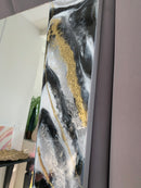 Specchio di Lusso 160x70 con marmorizzazione lucida bianco, nero, argento e oro (Made in Italy)