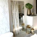 Specchio di Lusso 160x70 con marmorizzazione lucida bianco, oro e brillanti oro (Made in Italy)