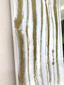 Specchio di Lusso 160x70 con marmorizzazione lucida bianco, oro e brillanti oro (Made in Italy)