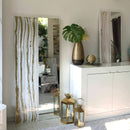 Specchio di Lusso 160x70 con marmorizzazione lucida bianco, oro e brillanti oro (Made in Italy)