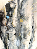 Specchio di Lusso 58cm con Marmorizzazione lucida Bianco, Nero, Oro, Brillanti e Pietre (Made in Italy)