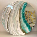 Specchio di Lusso 60cm con Marmorizzazione lucida Bianco, Oro e Pietre Tiffany (Made in Italy)