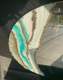 Specchio di Lusso 70 cm con Bianco, Oro, Cristalli, Brillanti e Tiffany (Made in Italy)