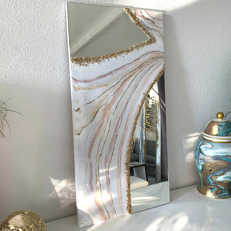 Specchio di Lusso 90x45 Tramonto con Brillanti Oro (Made in Italy)