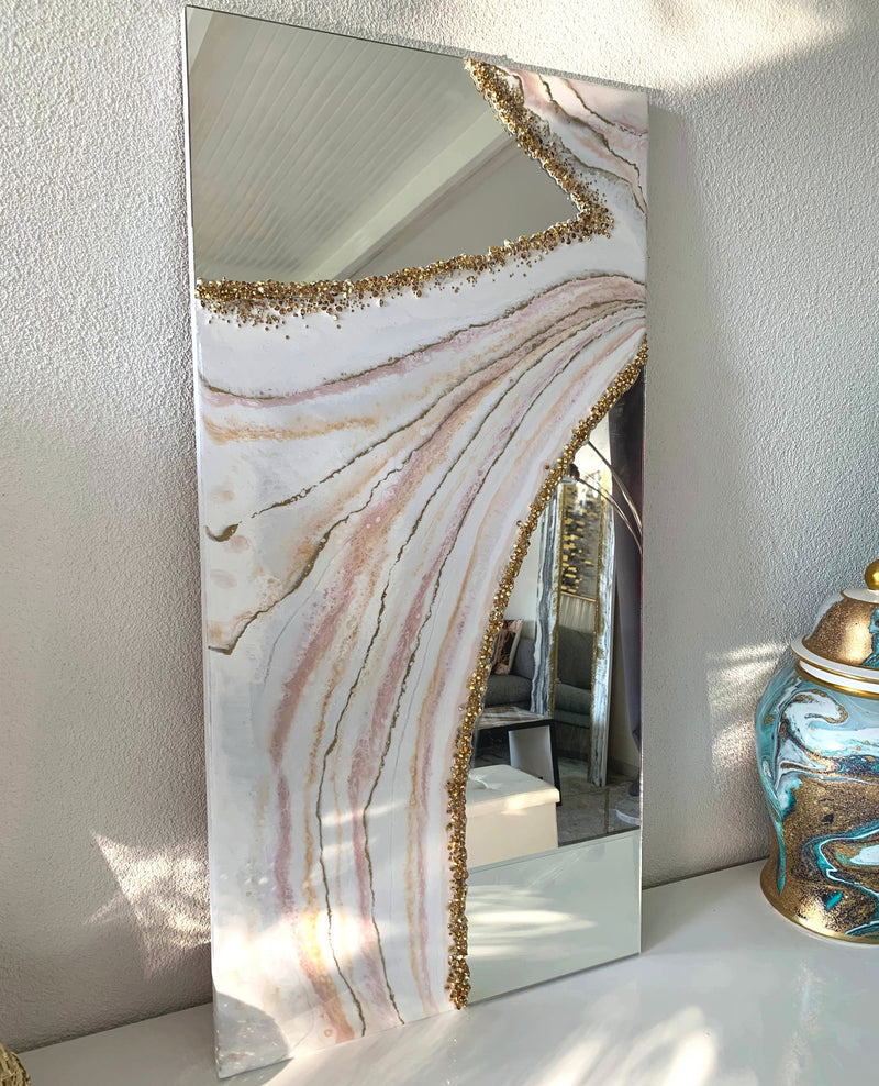 Specchio di Lusso 90x45 Tramonto con Brillanti Oro (Made in Italy)