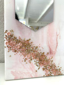 Specchio di Lusso 90x45 con marmorizzazione lucida amaranto, oro, e pietre brillanti (Made in Italy)