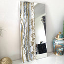 Specchio di Lusso 90x45 con marmorizzazione lucida bianco, ardesia, pietre e brillanti oro (Made in Italy)