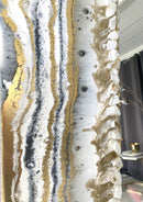 Specchio di Lusso 90x45 con marmorizzazione lucida bianco, ardesia, pietre e brillanti oro (Made in Italy)