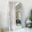 Specchio di Lusso 90x45 con marmorizzazione lucida bianco, oro, cipria e rosa (Made in Italy)