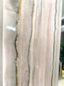 Specchio di Lusso 90x45 con marmorizzazione lucida bianco, oro, cipria e rosa (Made in Italy)