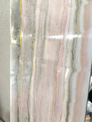 Specchio di Lusso 90x45 con marmorizzazione lucida bianco, oro, cipria e rosa (Made in Italy)