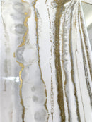 Specchio di Lusso 90x45 con marmorizzazione lucida bianco, oro e brillanti oro (Made in Italy)