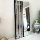 Specchio di Lusso 90x45 con marmorizzazione lucida nero, argento e brillanti argento (Made in Italy)