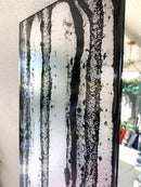 Specchio di Lusso 90x45 con marmorizzazione lucida nero, argento e brillanti argento (Made in Italy)