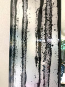 Specchio di Lusso 90x45 con marmorizzazione lucida nero, argento e brillanti argento (Made in Italy)